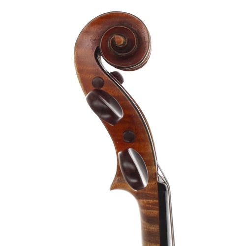 2416 - Early 20th century French violin, unlabelled, 14 1/8