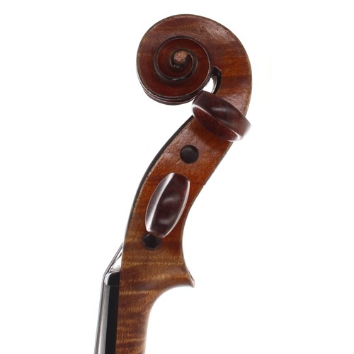 2416 - Early 20th century French violin, unlabelled, 14 1/8