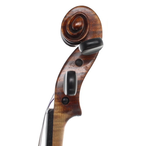 2418 - Interesting eccentric violin labelled Vincenzo Cavani...anno 1933, with exotic figured back, unusual... 