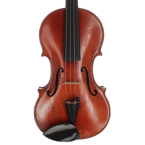 2423 - Good English violin by and labelled Walter H. Mayson, Manchester, A.D. 1888, inscribed in pencil on ... 