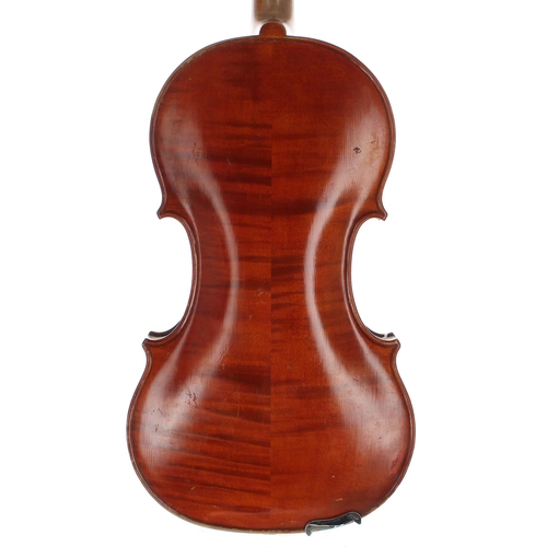 2423 - Good English violin by and labelled Walter H. Mayson, Manchester, A.D. 1888, inscribed in pencil on ... 