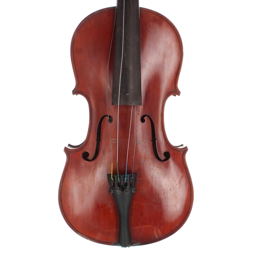 2425 - Violin labelled Julius A. Hubicka, Mistr Houslar, Praha 1943, the one piece back of fine curl with f... 