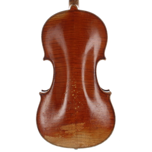 2434 - Early 20th century French violin labelled Copie de J Bte. Vuillaume á Paris, 14 1/8