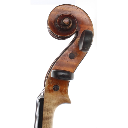 2434 - Early 20th century French violin labelled Copie de J Bte. Vuillaume á Paris, 14 1/8