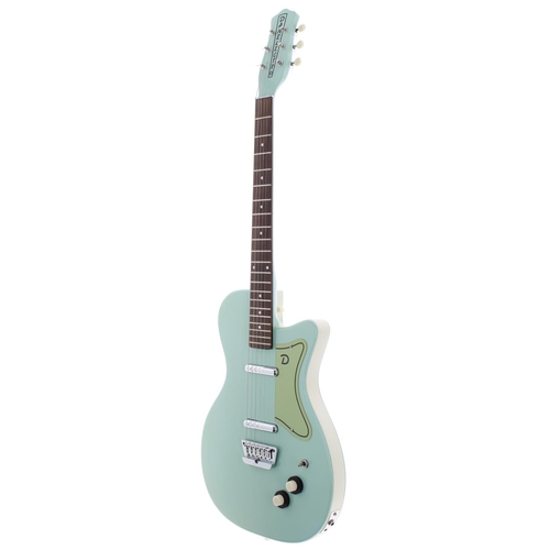 374 - Ray Fenwick - Danelectro 56 electric guitar, made in Korea; Body: surf blue finish; Neck: good; Fret... 