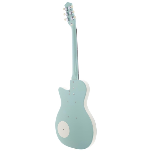 374 - Ray Fenwick - Danelectro 56 electric guitar, made in Korea; Body: surf blue finish; Neck: good; Fret... 