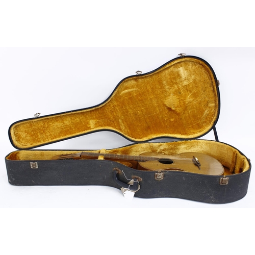 399 - Charlie Harcourt - Interesting antique child's acoustic guitar, within a standard sized acoustic gui... 