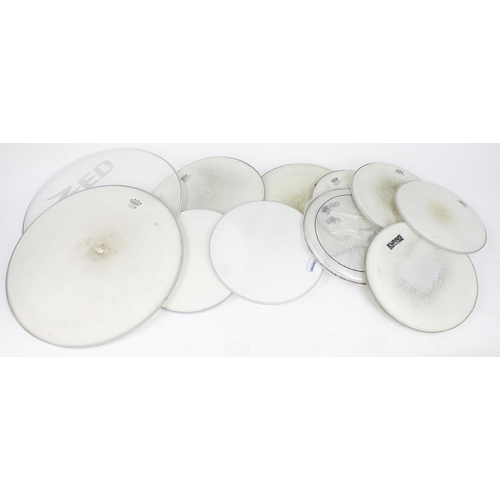 1578 - Good selection of spare drum head skins for kick, tom and snare drums