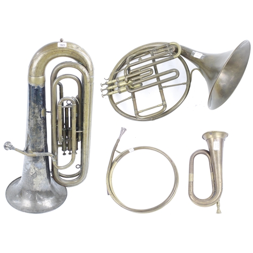 1823 - Besson & Co old tuba, class A, with floral engraved bell; also a Besson & Co Class A brass F... 