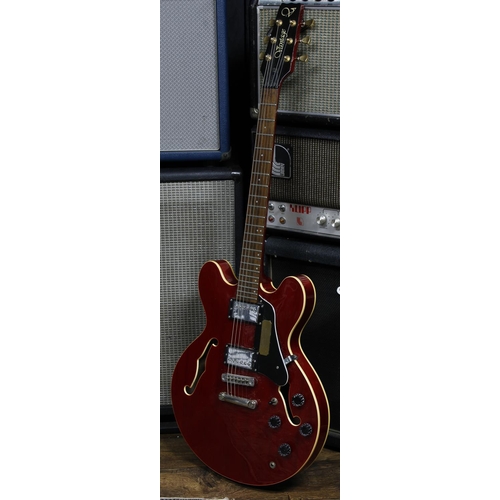 561 - 1996 Vantage 635V semi-hollow body electric guitar, made in Korea, ser. no. S6xxxxx7; Body: cherry r... 