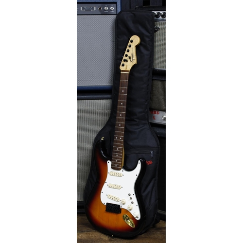 571 - Custom build S type electric guitar; Body: sunburst finished Squier body, dings and surface marks; N... 