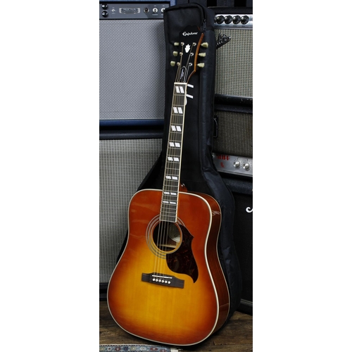 577 - 2015 Epiphone Hummingbird Artist acoustic guitar; Back and sides: laminated mahogany; Top: amber bur... 