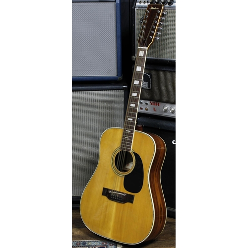 584 - Kimbara N107 twelve string acoustic guitar, made in Japan; Back and sides: rosewood with mahogany ce... 