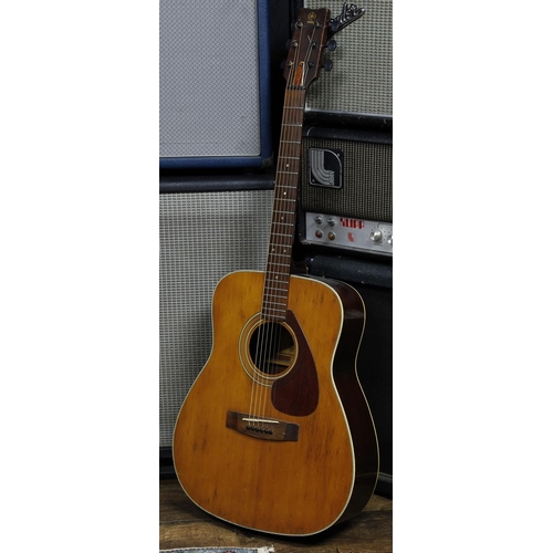 1970s Yamaha FG-200 acoustic guitar, made in Taiwan; Back and