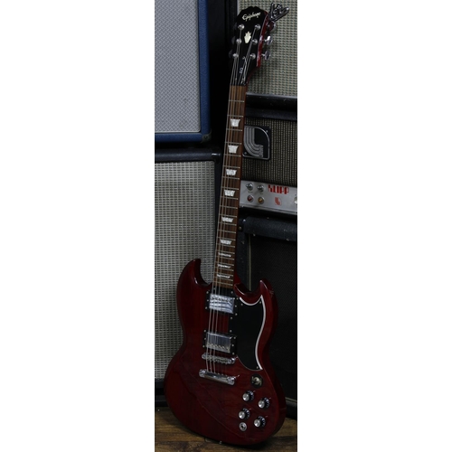 603 - 2004 Epiphone SG electric guitar, ser. no. U04xxxxx5; Body: cherry finish, dings and blemishes throu... 