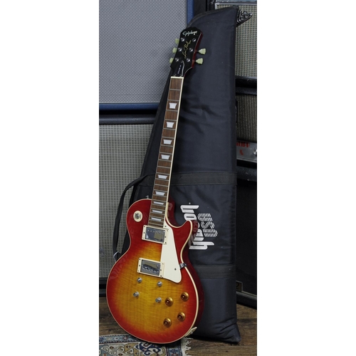 608 - Epiphone Les Paul electric guitar in need of attention, ser. no. S00065294; Body: cherry sunburst fl... 