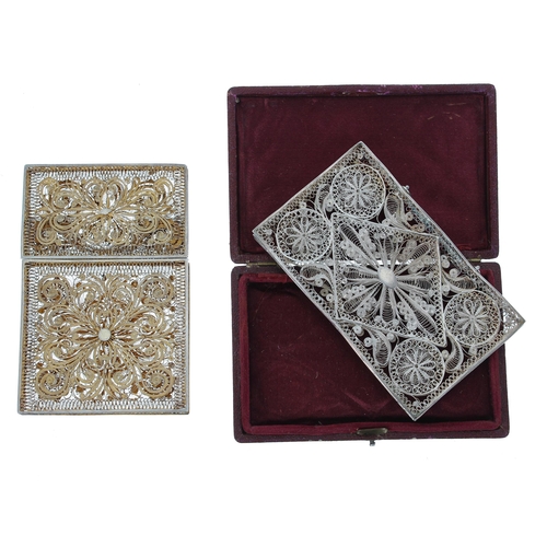 764 - Intricate gilt metal openwork filigree card case, 2