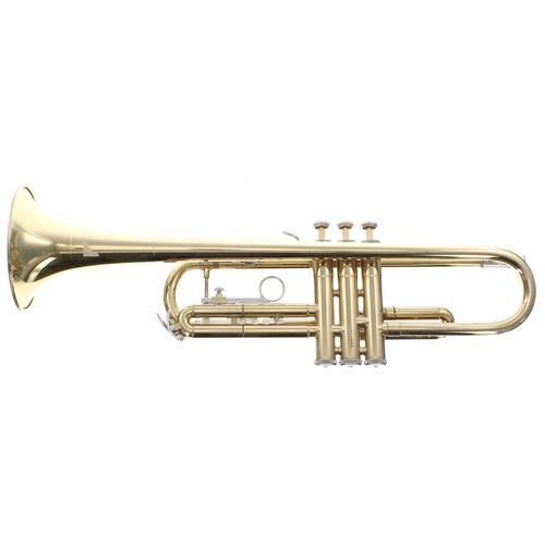 1817 - Bach gold lacquered trumpet, ser. no. B71609, mouthpiece, stand and case