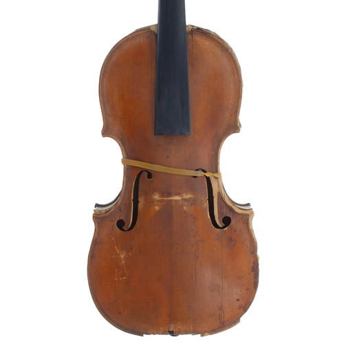 2445 - Interesting violin in need of restoration, possibly by and labelled Franciscus Geiffenhof fecit, Vie... 