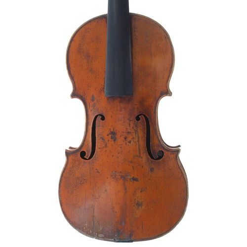 2446 - Good French violin circa 1830, bearing an indecipherable pencilled inscription to the inner back, th... 