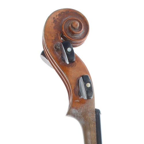 2446 - Good French violin circa 1830, bearing an indecipherable pencilled inscription to the inner back, th... 