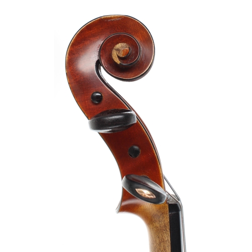 2448 - Violin labelled EM Reims, Ste Cecile de Champagne no. 6 Anno 1905, the two piece back of medium curl... 