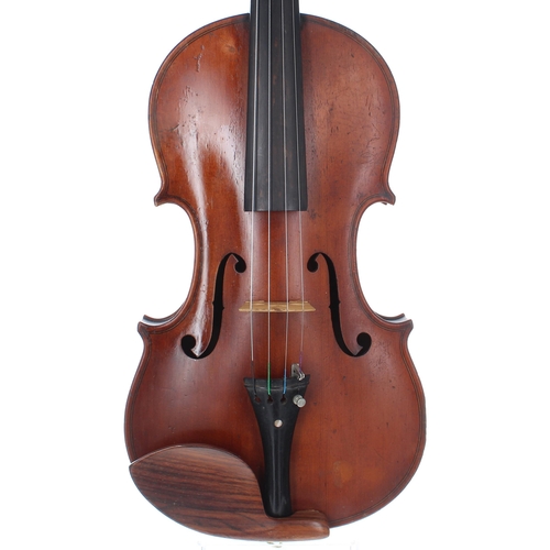 2454 - Good English violin by and labelled John Rae, Maker, London, no. 53, 1908, the one piece back of fai... 