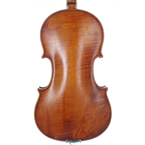 2454 - Good English violin by and labelled John Rae, Maker, London, no. 53, 1908, the one piece back of fai... 