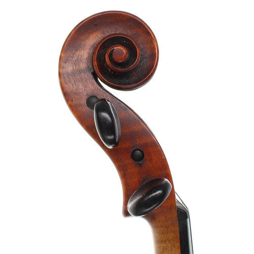 2454 - Good English violin by and labelled John Rae, Maker, London, no. 53, 1908, the one piece back of fai... 