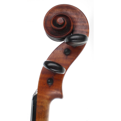 2454 - Good English violin by and labelled John Rae, Maker, London, no. 53, 1908, the one piece back of fai... 