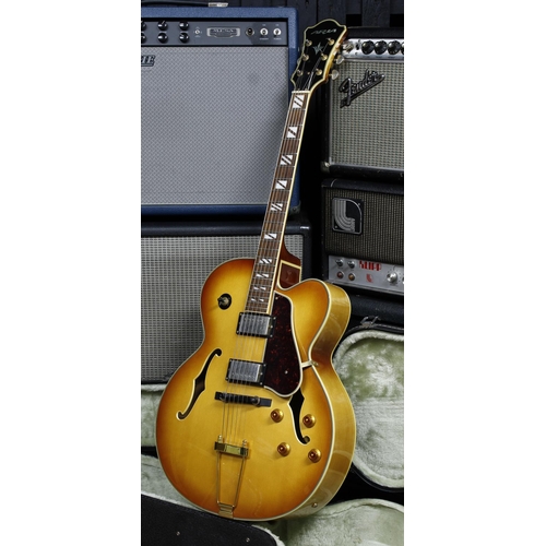 621 - 2002 Aria Pro II FA-70 hollow body electric guitar, made in Korea, ser. no. S02xxxxxx5; Body: honey ... 