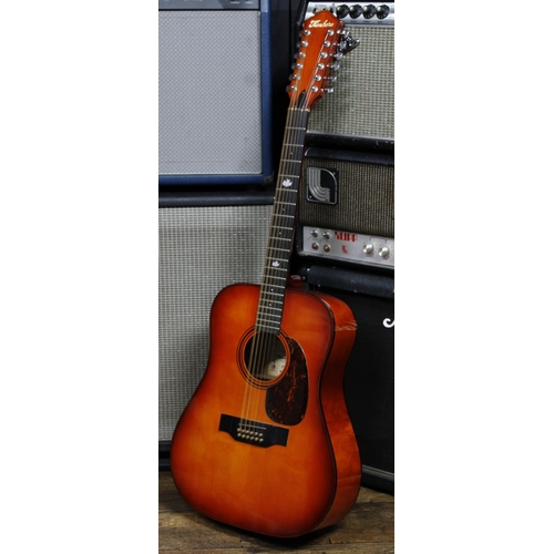 622 - Kimbara 142/E twelve string acoustic guitar, made in Japan; Body: orange finish, a few minor marks b... 