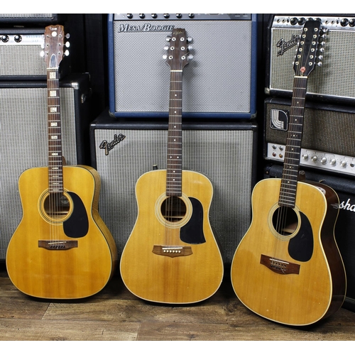657 - Aria AW200e electro-acoustic guitar in need of some attention; together with a Conn acoustic guitar,... 