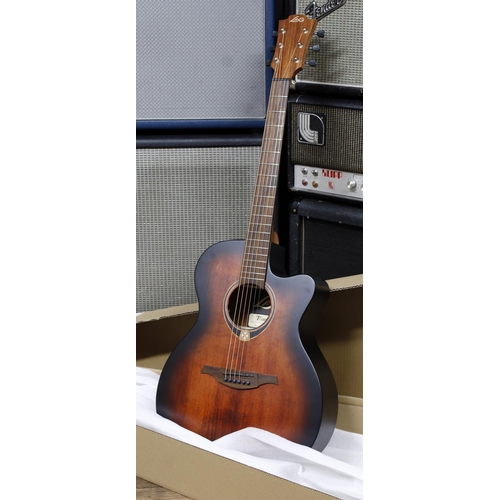 665 - 2022 Lag Tramontane T70ACE electro-acoustic guitar; Body: sunburst finish; Neck: good; Fretboard: go... 