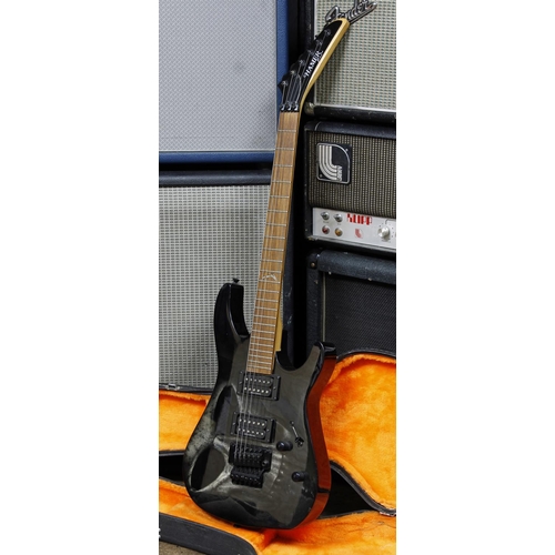 668 - Hamer XT Series electric guitar; Body: black finish with skeleton/demon design to the front, various... 