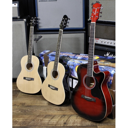 669 - Three new/old stock acoustic guitars to include two Woodstock and one Richwood (3)