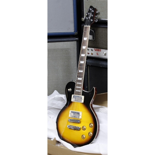 670 - Aria Pro II PE-350 electric guitar; Body: vintage sunburst; Neck: good; Fretboard: rosewood; Frets: ... 