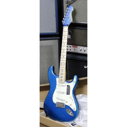 673 - JHS Vintage Signature Series John Verity V6JV electric guitar; Body: candy apple blue finish with ma... 