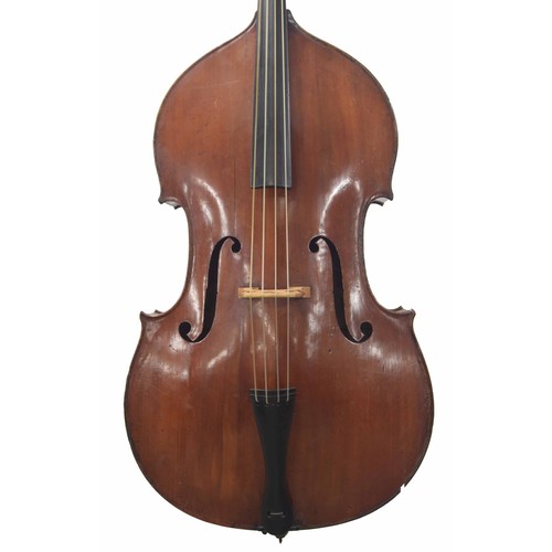 2518 - Good French double bass of the Derazey School circa 1875, with flat back, violin corners, original F... 