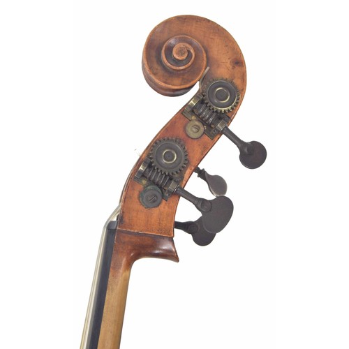 2518 - Good French double bass of the Derazey School circa 1875, with flat back, violin corners, original F... 