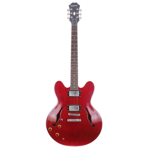 292 - 2010 Epiphone Dot left-handed semi-hollow body electric guitar, made in China; Body: cherry finish; ... 