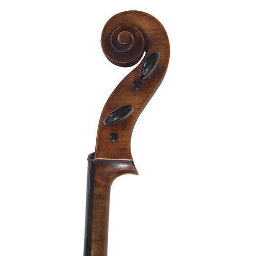 2505 - Early 20th century French violoncello labelled Mansuy á Paris, 30 1/8