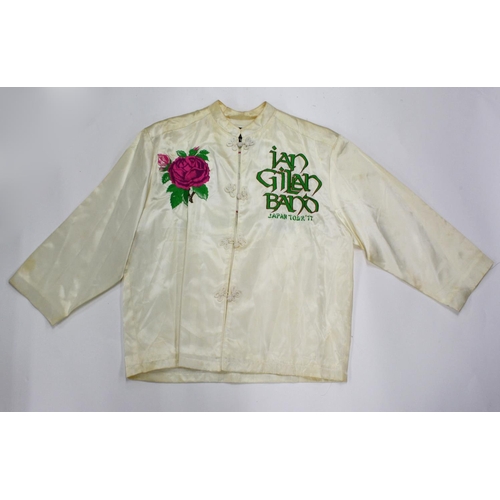 387 - Ray Fenwick - Ian Gillan Band silk 1977 Japan tour shirt, with embroidered decoration, the reverse e... 