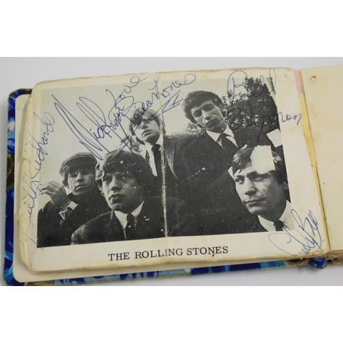 454 - The Rolling Stones and others - old autograph book containing a selection of artist and other autogr... 