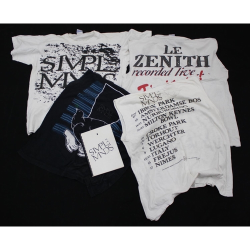 458 - Simple Minds - four original tour T-shirts (three with sleeves removed); together with an original 1... 