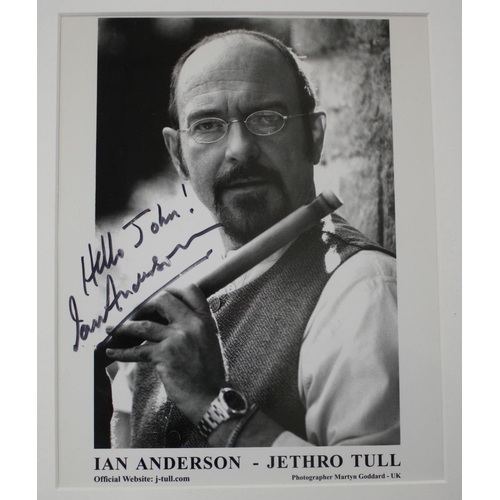 476 - Ian Anderson (Jethro Tull) - autographed promotional black and white photograph of Ian Anderson, gla... 