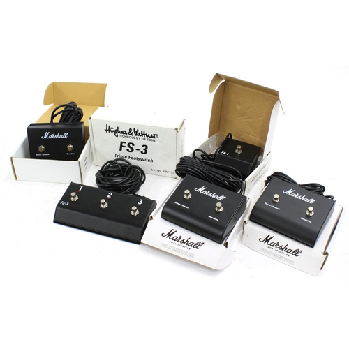 766 - Three Marshall two-way amplifier foot switches; together with a Hughes & Kettner FS-1 foot switc... 