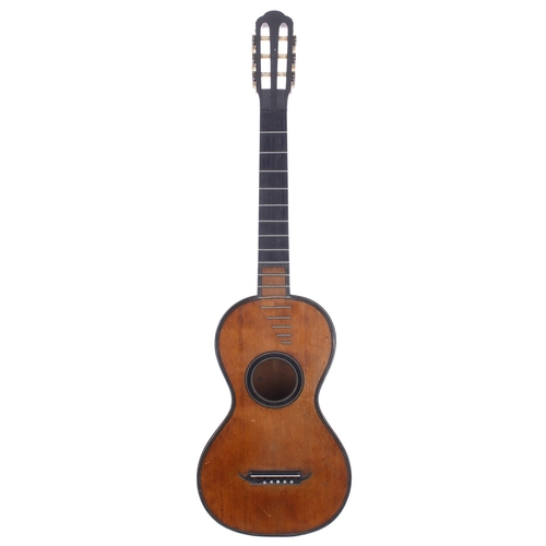 1351 - Interesting parlour guitar in the Lacote style in need of some restoration; Back and sides: mahogany... 