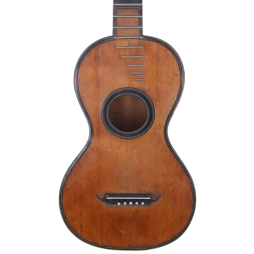 1351 - Interesting parlour guitar in the Lacote style in need of some restoration; Back and sides: mahogany... 