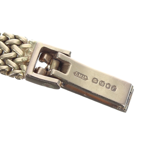 96 - Ulysse Nardin 18ct sapphire and diamond wire-lug lady's wristwatch, square silvered dial with gilt A... 